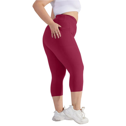 Plus size yoga pants for women Leggings fitness yoga pants with pocket summer sports cropped trousers