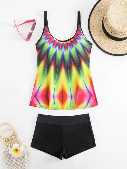 Gradient Beachwear Women Tankini Swimsuit Sleeveless Two-Piece Tank Tops Female Swimwear Bathing Summer Fashion Tankini Set