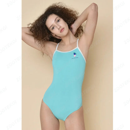 Women's Swimming Suit Hollow Back Swimsuit Female One-piece Triathlon Happy Prints Fit Practice Training Swimsuit