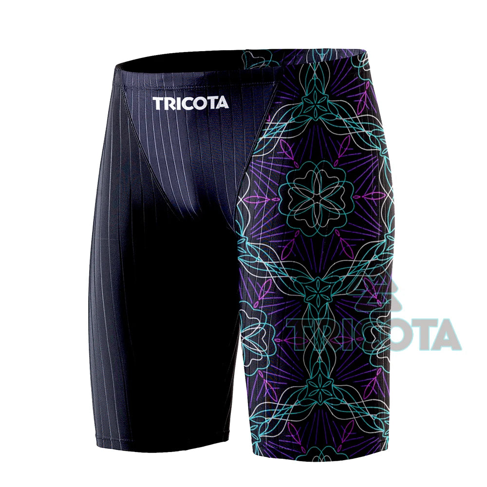 Men Swim Jammer Swimwear Shark Skin Lycra Fiber High Level Male Swimming Quick-Dry Swimwear Trunk Training Race Pants Surfing