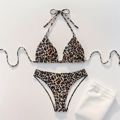 Bikini's Multi Color Choice Bathing Suit Women Dot Cheetah Print Split Swimsuit Backless Lace Up Beachwear Fashion Holiday Bikini Set Summer