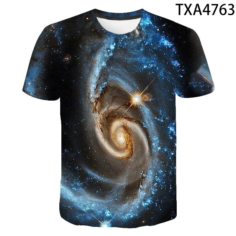 Cosmic Planet Space Galaxy 3d Printing Men's Ladies Children's Casual T-shirts Starry Cool Tops Fashion Street Light Sports