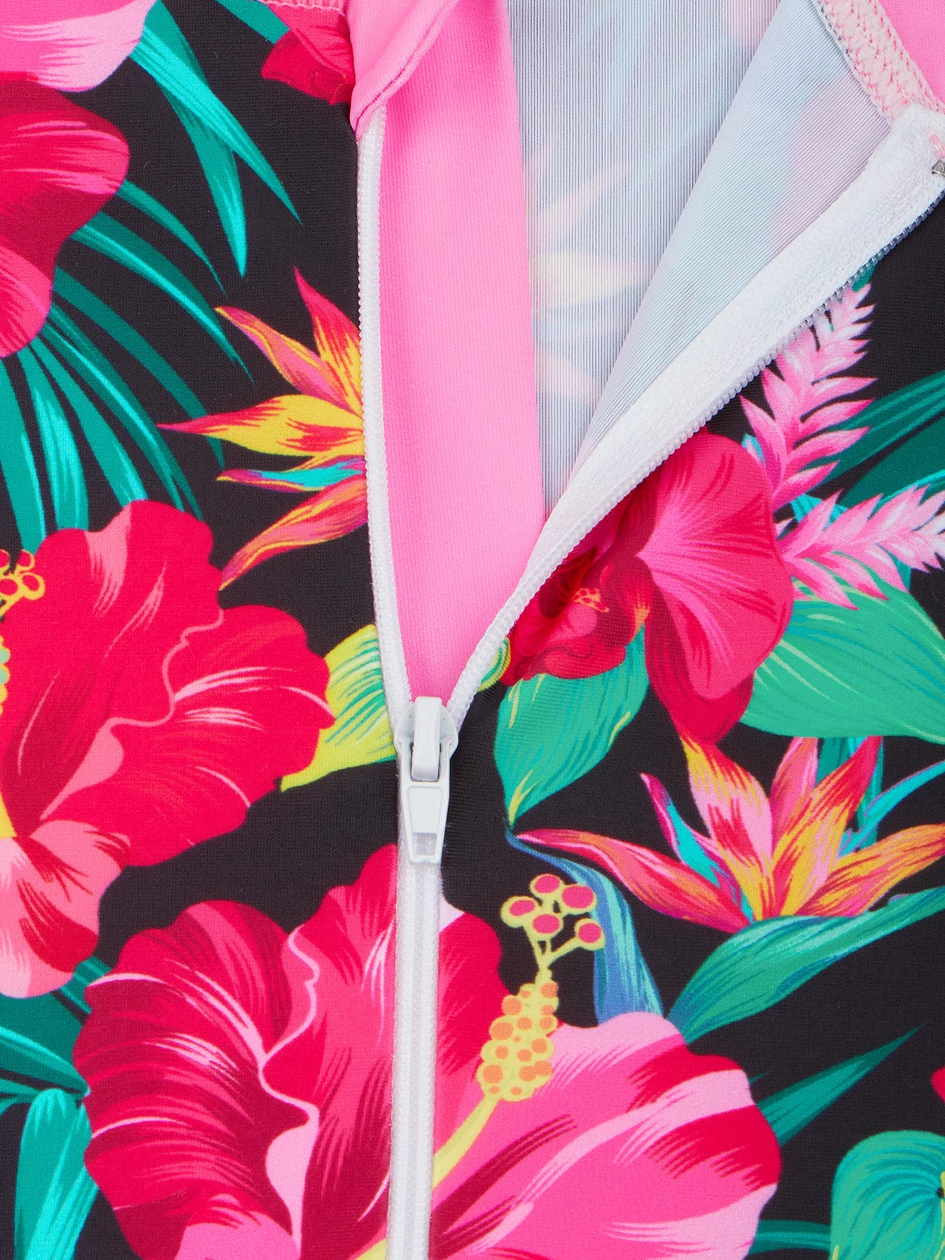 Girls Swimsuit One Piece Long Sleeve Floral Print Swimwear Beach Pool Kids Tween Swim Summer Bikini Cut Bottom Contrast Color