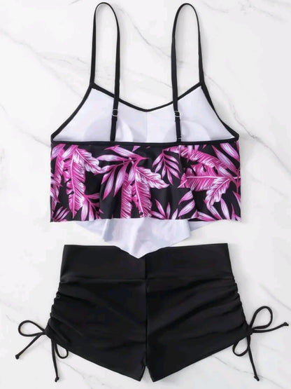 Ruffle Sports Bikini Set Two Piece Swimsuit Women With Shorts Swimwear Female Bathing Swimming Suit Beach Wear Summer