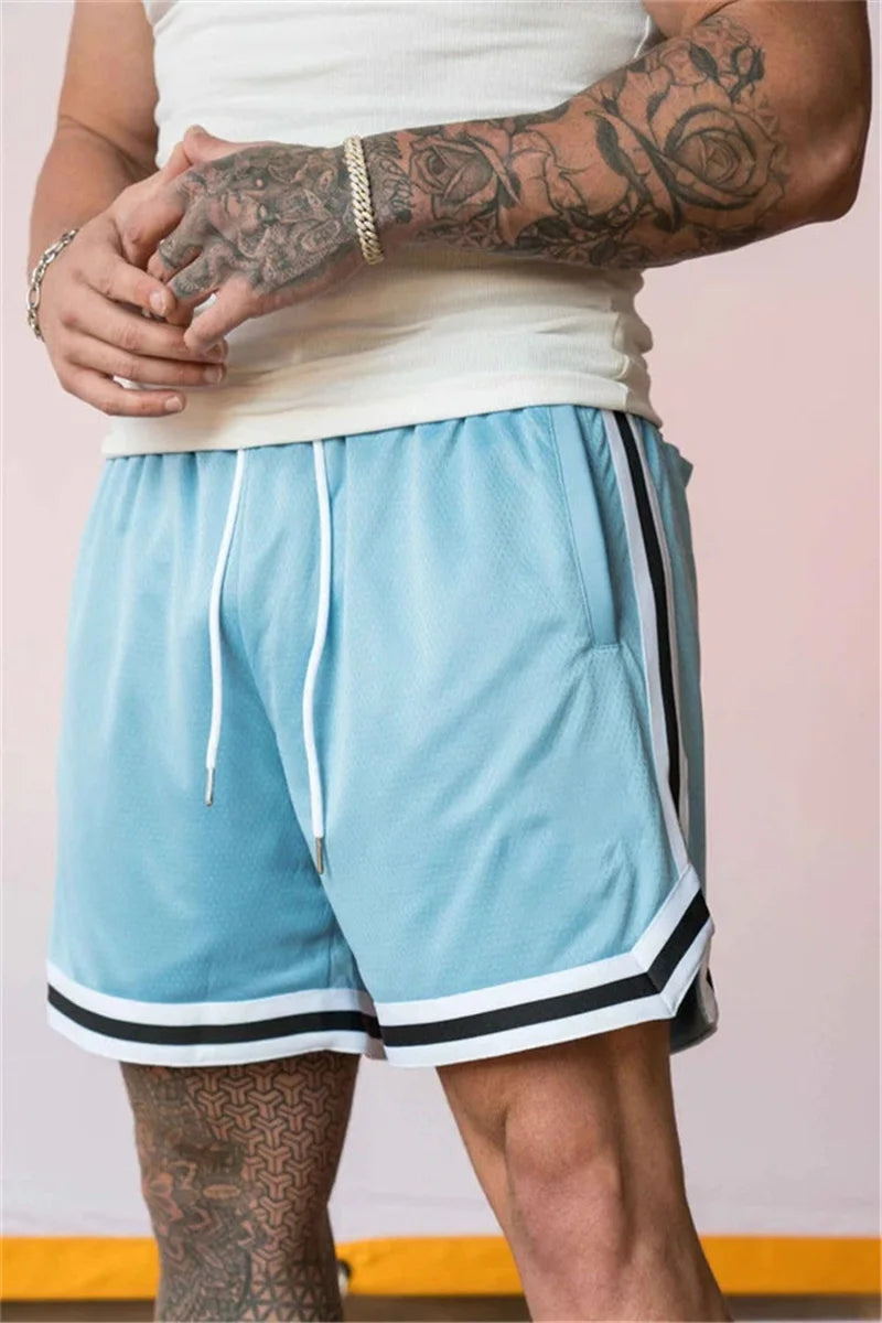 Men's double-decker Sports Shorts Mesh Quick Dry Loose Training Shorts men new Summer Fitness Joggers Casual Breathable Shorts