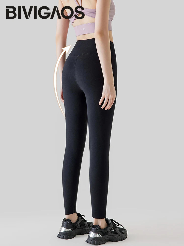 Autumn Winter Alpaca Velvet Shark Leggings Women Thick Warm Leggings High Waist Seamless Slim-Fit Thermal Pants