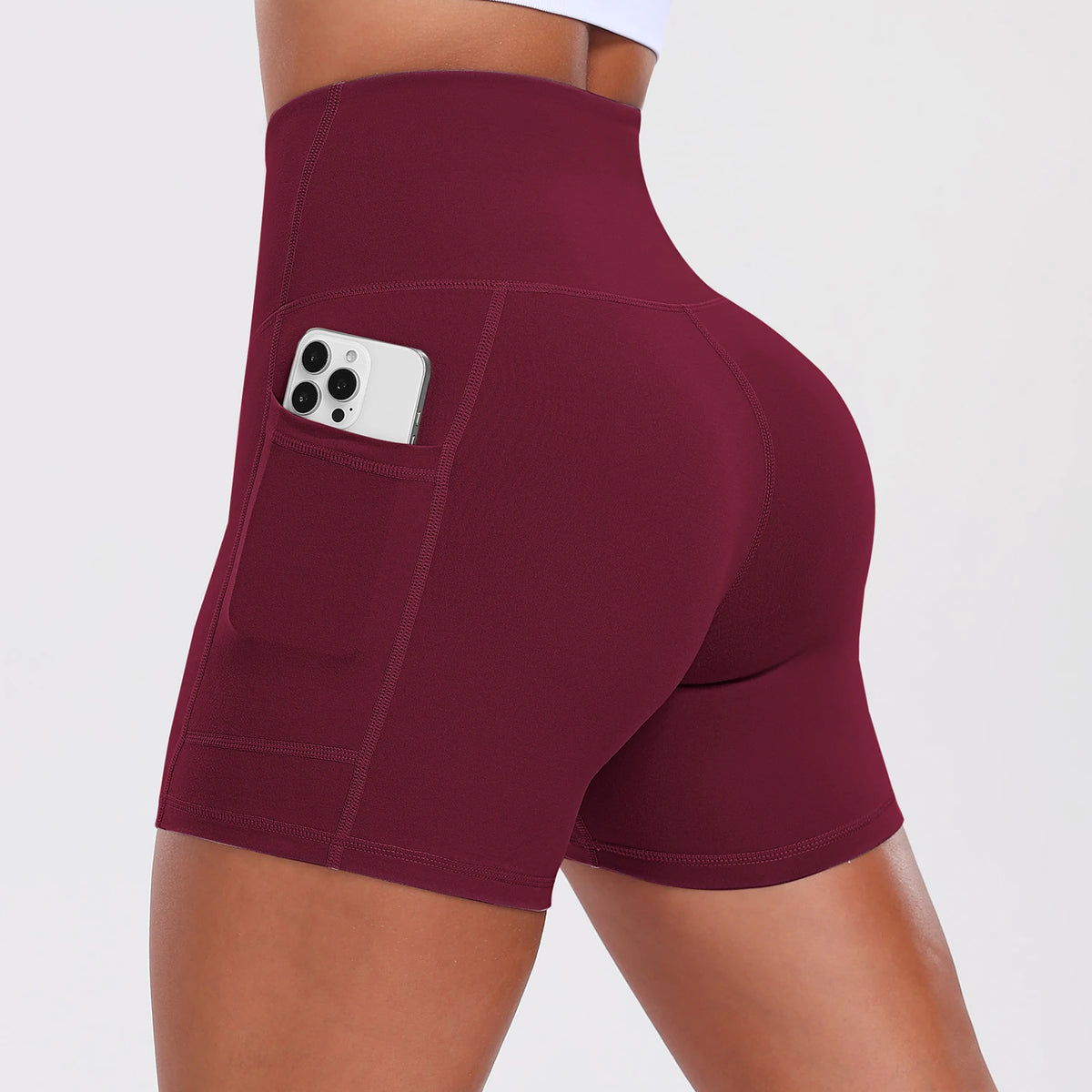 Yoga Shorts with Pockets for Women Tummy Control Workout Running Shorts Stretchy Workout Tight for Gym Casual Sportswear