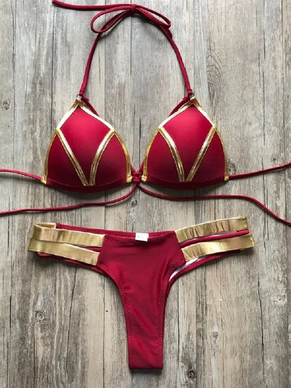 Gold Stamping Women Bikini Set Padded Women Swimsuit Push Up Bikini Swimwear Summer Beachwear Brazil Bathing Suit