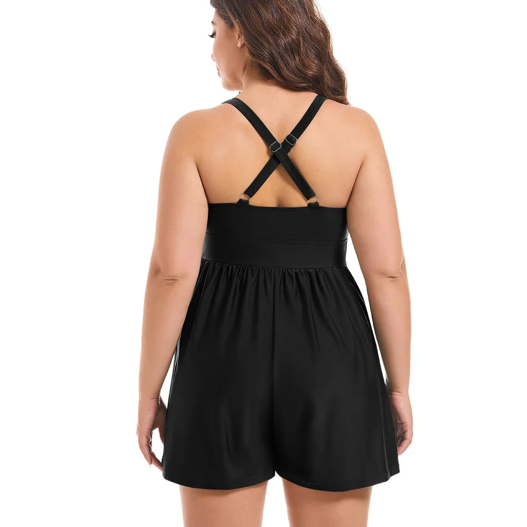 Summer Swimwear Woman Plus Size Swimsuits Curvy Women Tummy Control Bathing Suits Wide Leg Romper Beach Beach Outfits