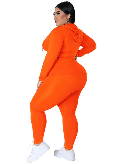 Wmstar Plus Size Two Piece Outfits Women Hoodies Sweatsuit Leggings Pants Sets Solid Stretch Matching