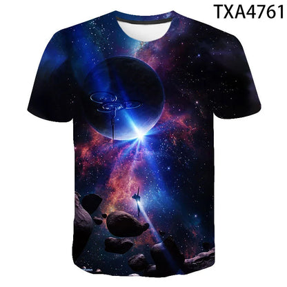 Cosmic Planet Space Galaxy 3d Printing Men's Ladies Children's Casual T-shirts Starry Cool Tops Fashion Street Light Sports