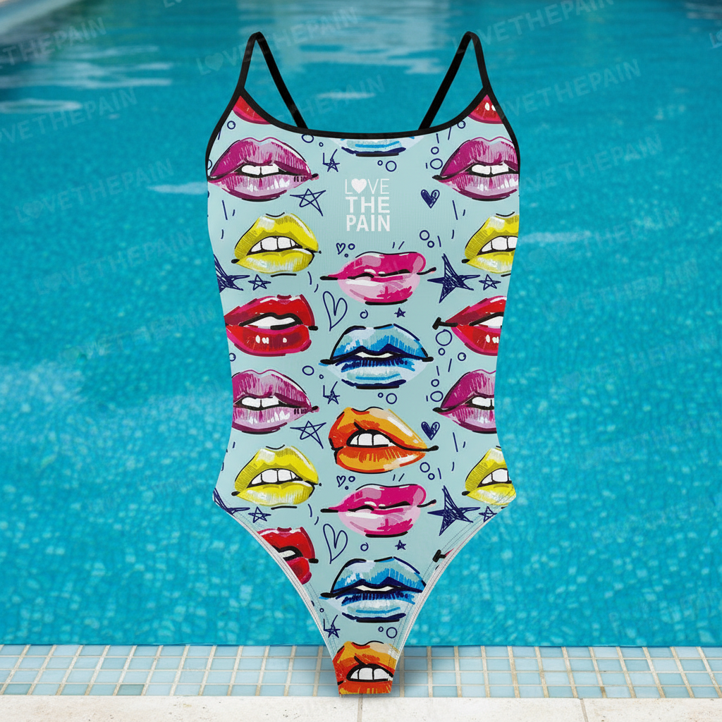 Love The Pain Ladies Thin Straps Swimsuit One-piece Triangle Athletic Sports Quick-drying Functional Training Swimsuit Women Bathers Pool Squad