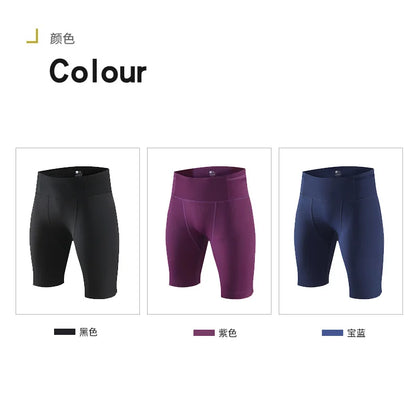 Men's Marathon Running Training Compression Shorts Quick Dry Sports Jogging Tights Fitness Waist Belt Bag Shorts Sportwear Male