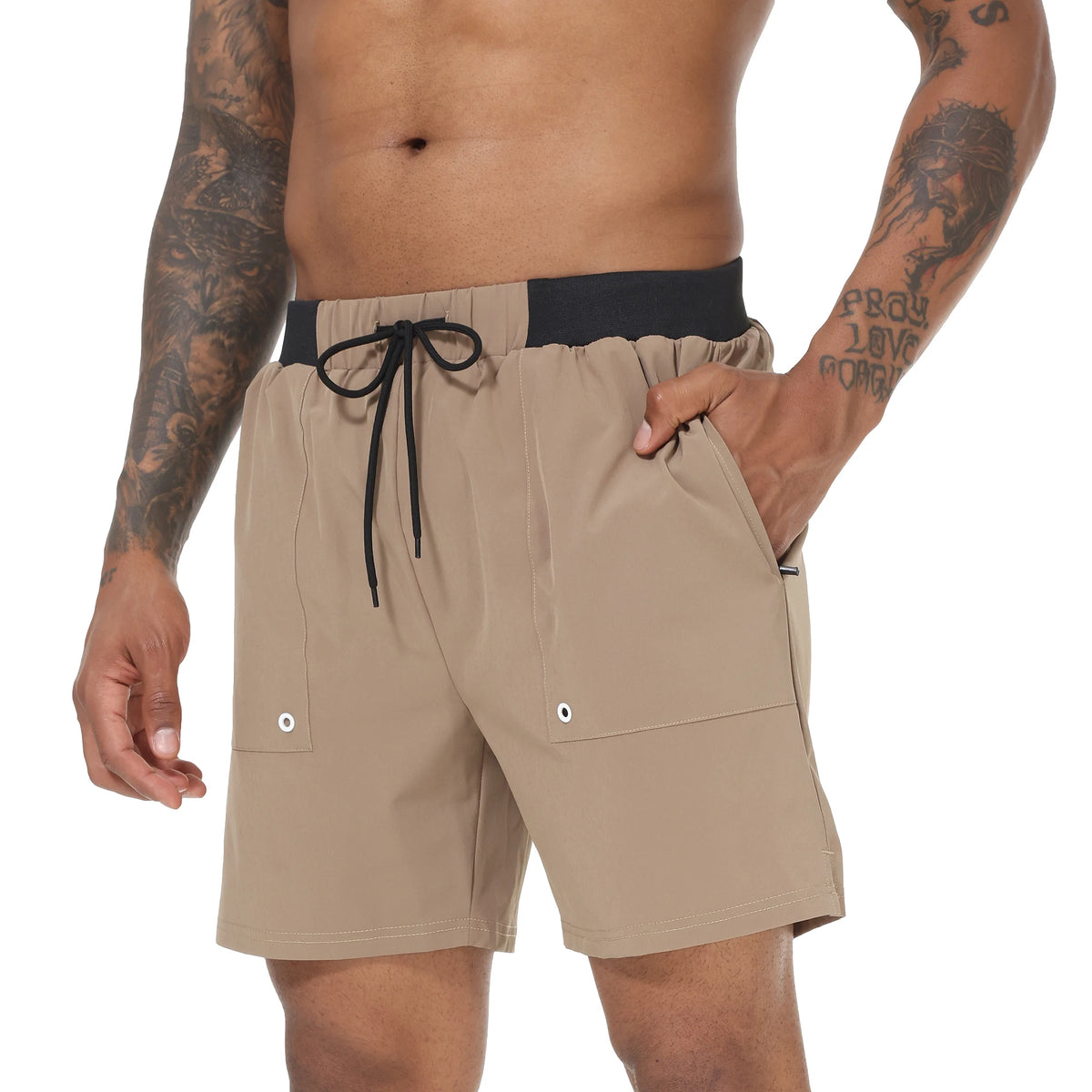 Men's Swim Trunks Quick Dry Swimwear Surf Swimwear with Zipper Pockets and Mesh Lining