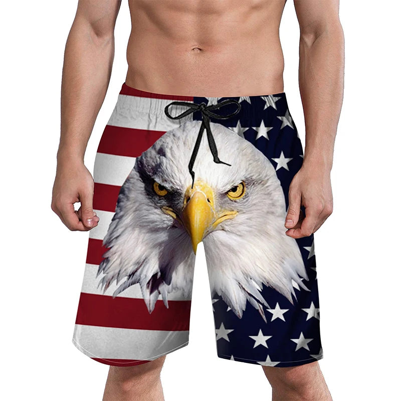 3D Print Quick Dry Swim Trunks For Men Summer Casual Surf Elastic Waist Beach Shorts Men's Drawstring Boardshorts Streetwear