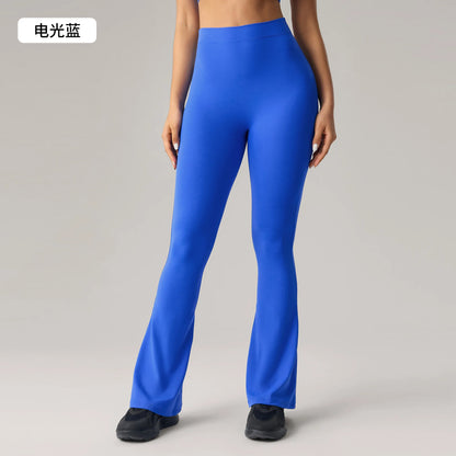 V Back High Waist Bell-bottoms Women Flare Leggings Quick Dry Sports Wide Leg Pants Exercise Trousers Running Yoga Gym Leggings