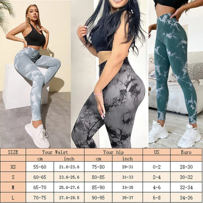 Aiithuug Womens High Waist Yoga Pants Tie Dye Ripped Tummy Control Workout Running Yoga Skinny Leggings Tummy Control Yoga Pants