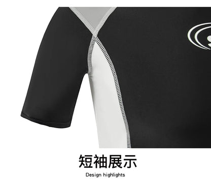 Boy Swimwear Short Shirt Two Piece Short Sleeve Solid Patchwork Teenager Children Kids Swimming Beach Wear 2024 9-16 years