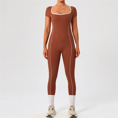 Pad One Piece Jumpsuit Yoga Set Fitness Sportswear Workout Legging Sports Bodysuit Gym Women Active Wear Clothes