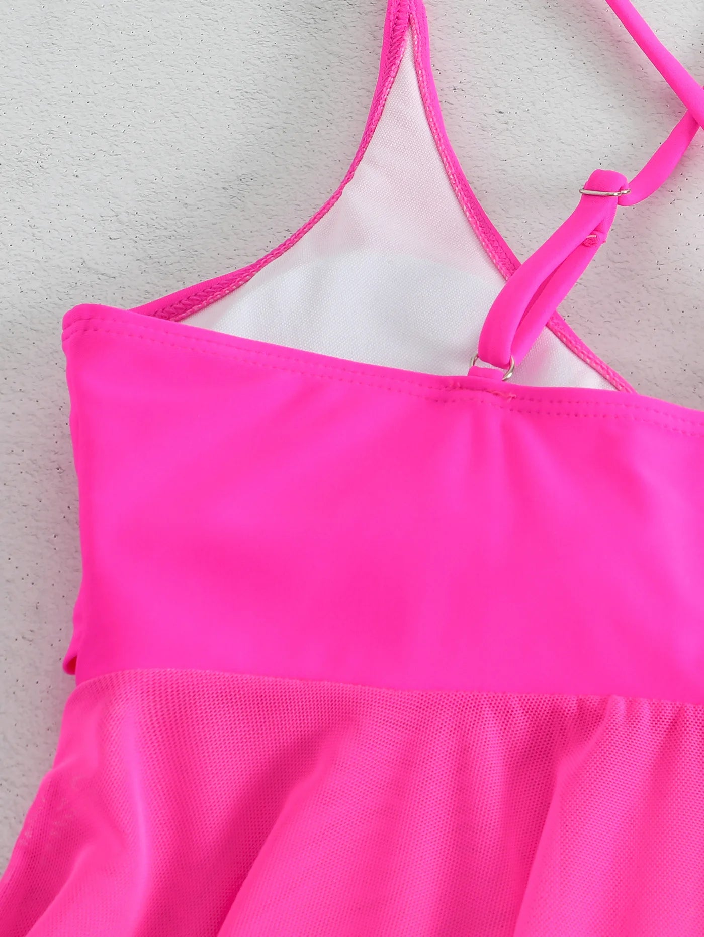VigoCasey Solid Strapped Swimwear Women Mesh Patchwork Tankini Set Backless Push Up Swimsuit Summer Beach Bathing Suit