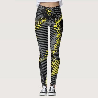 3D Geometric Graffiti Printed Women's Yoga Pants Fashion Running Fitness High Waist Leggings Outdoor Daily Sports Pant For Women