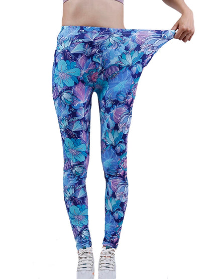 Floral Fashion Women Leggings Beautiful Leaf Floral Printing High Waist Jeggings Stretch Pant