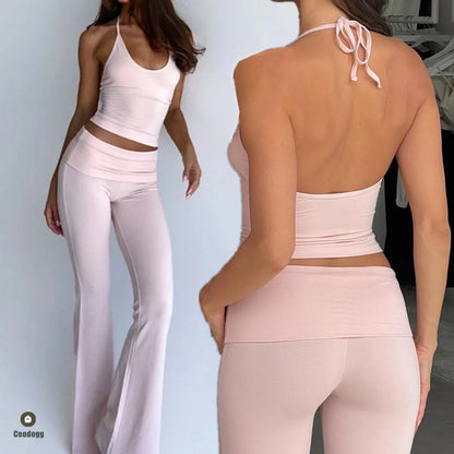Women Folden Waist Yoga Pant Bell-bottoms Tights Gym Leggings Sport Wide Leg Fitness Leggings Workout Running Active Wear