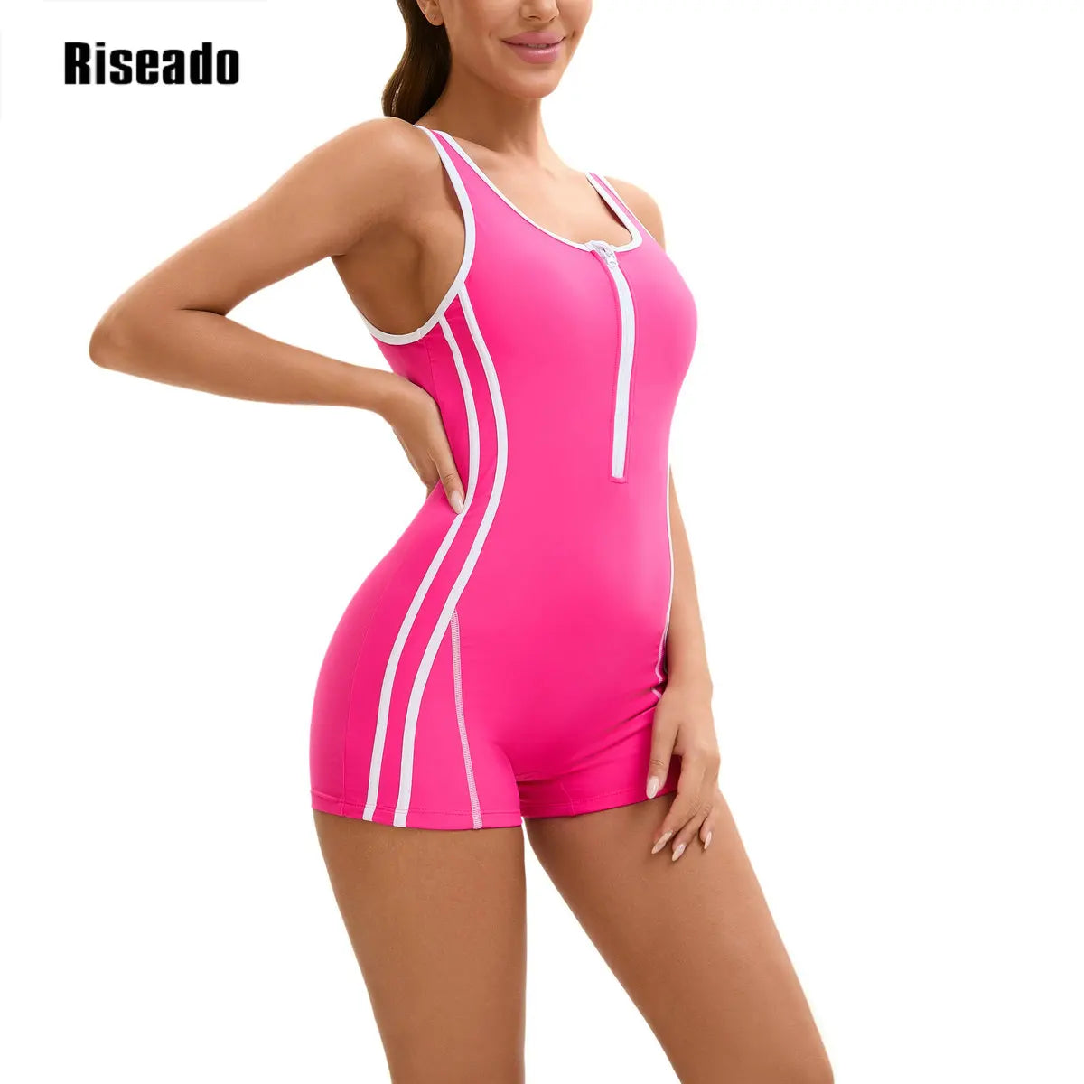 Swimsuit for Women Abdomen Control Boyleg Sport One Piece Beachwear Athletic Cross Back Swimwear Training Bathing Suit