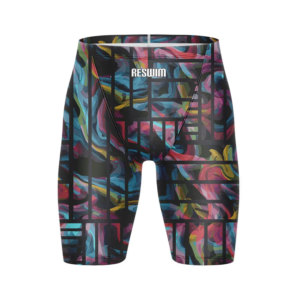 Men's Print Swim Jammer Training Sports Beach Diving Surfing Pants Tights Shorts Swimming Trunks Summer Quick Dry Swimsuit