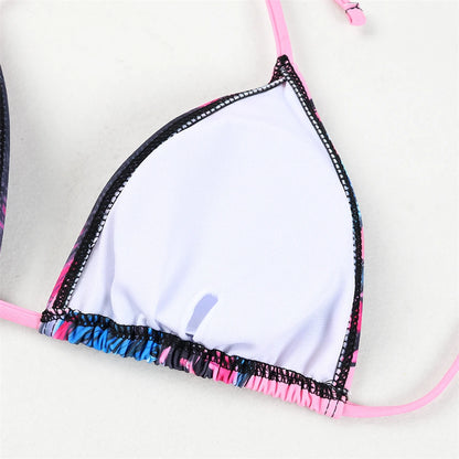 3 Pieces Bikini With Beach Skirt Butterfly Print String Bathing Suit Women Swimwear Female Swimming Swimsuit