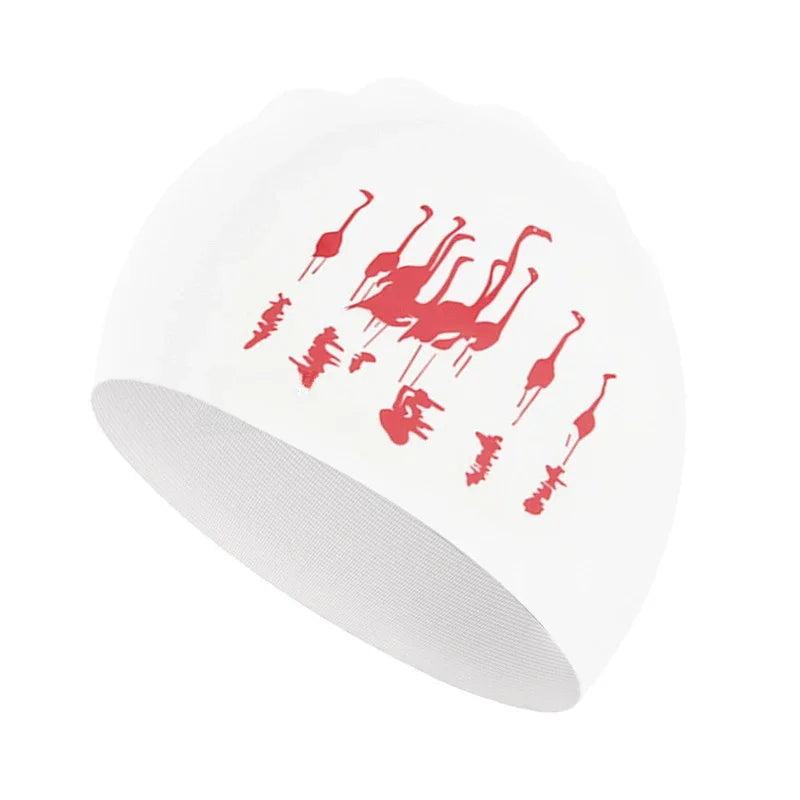 Universal Swimming Caps for Adult Children Ear Protection Silicone Swimming Cap Printing Cute Cartoon Swim Cap Pool Accessories