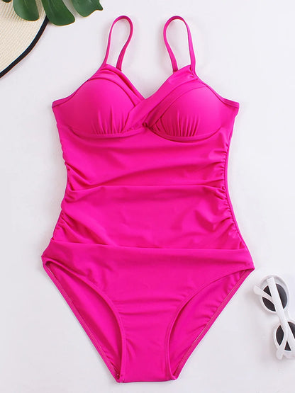 Push Up Swimwear Women One Piece Swimsuit Solid Plus Size Bathers Bathing Suit Padded Beachwear Swimming Summer Bodysuit