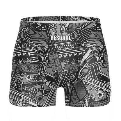 Swim Boxers Summer Men's Swimm Shorts Jammer Swimsuit Short Chlorine Resistant Swimwear Swimming Trunks Beach Tights Gym Surfing Pants