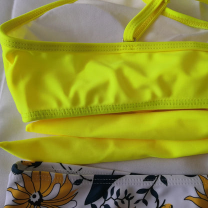 Bikini Two Piece Suit Cross Front Slim High Waisted Bottom Solid/Print Breathable Quick Drying Beachwear
