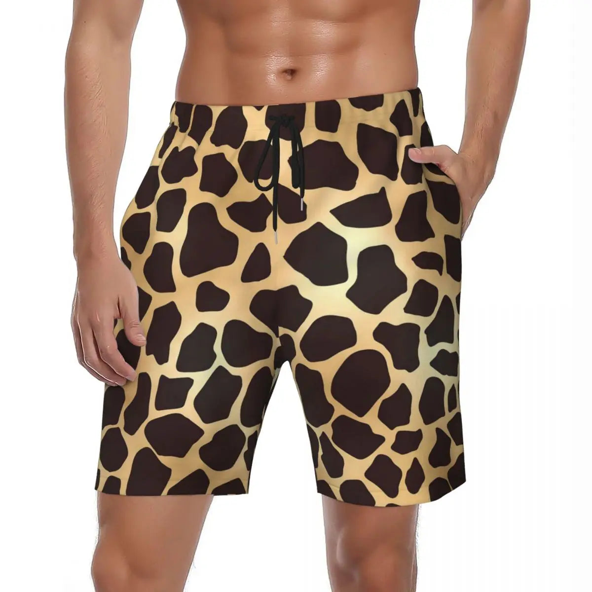 Rainbow Giraffe Board Shorts Summer Animal Print Board Short Pants Men Printed Running Surf Breathable Swim Trunks