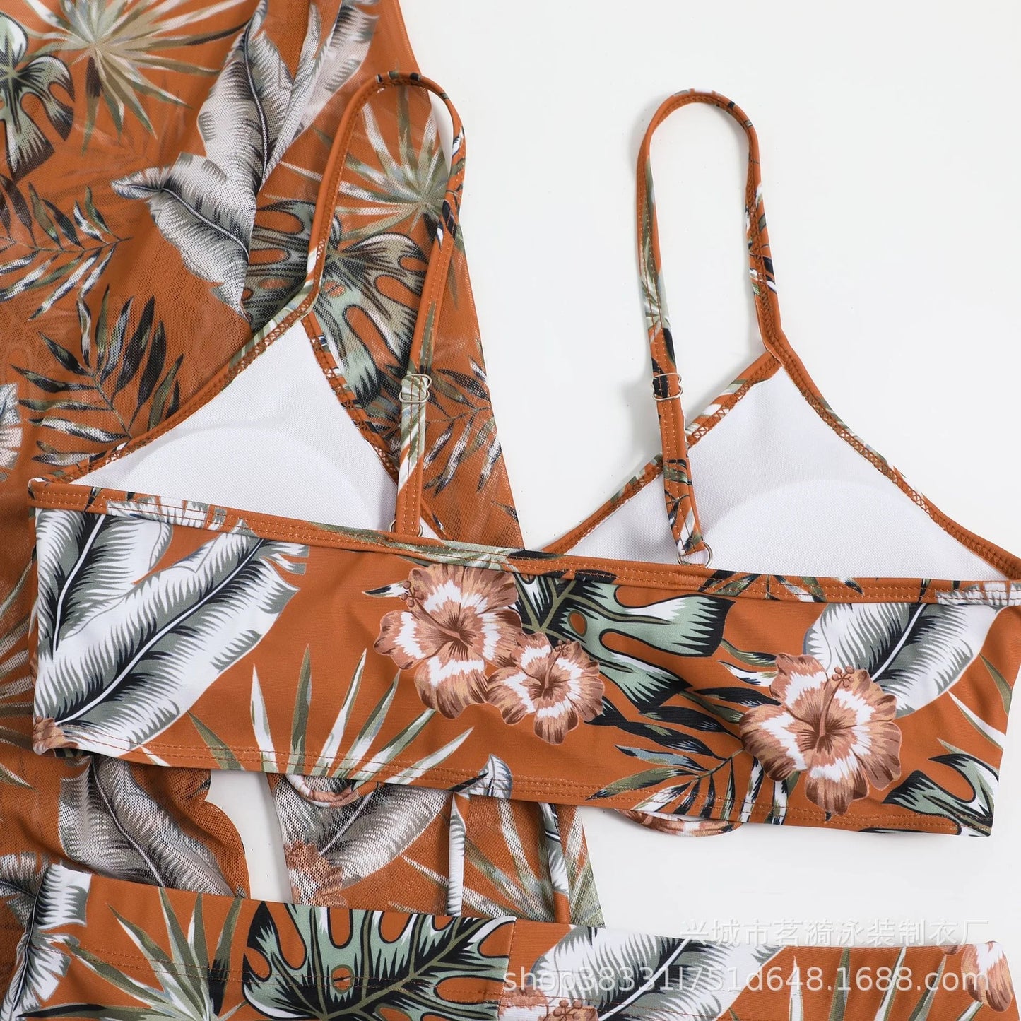 Summer Print Bikinis Swimwear Female Swimsuit Beachwear Push Up Three-Piece Bikini Set Women Swimming Bathing Suit