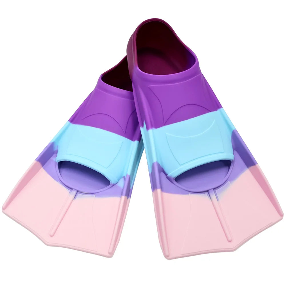 Silicone Swimming Flippers Snorkel Fins Short Frog Shoes Professional Training Breaststroke Scuba Diving Snorkel Men Women