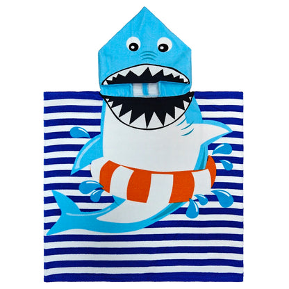 Baby Cartoon Printing Bathrobe Girls Unicorn Beach Towel Boy Shark Dinosaur Bath Towel Kids Hooded Cape Towel Children Bath Item