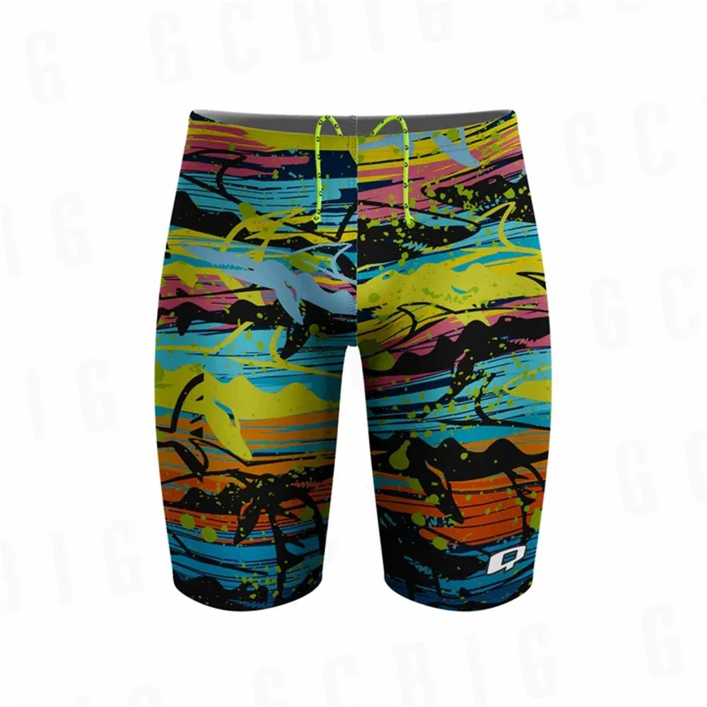 Summer Mens Beach Swimming Pants Swimwear Training Swim Shorts Trunks Swimsuits Boys Jammer Running Sports Surf Shorts Trunks