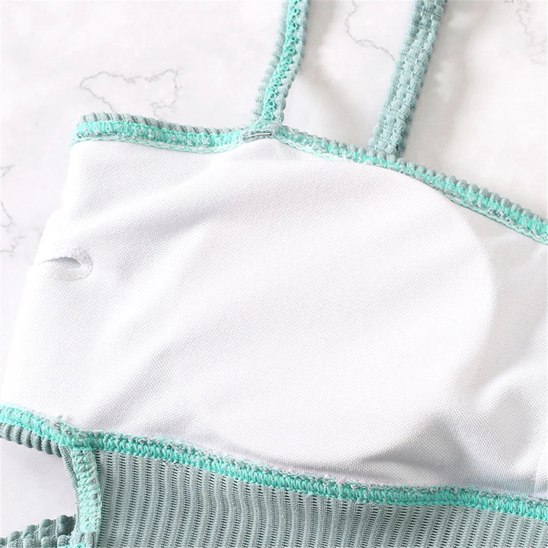 S - XL 11 Colors Ribbed Cut Out One Piece Swimsuit Women Swimwear Female High Leg Cut Padded Bather Bathing Suit Swim Lady