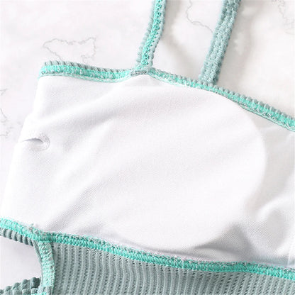 S - XL 11 Colors Ribbed Cut Out One Piece Swimsuit Women Swimwear Female High Leg Cut Padded Bather Bathing Suit Swim Lady