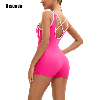 Swimsuit for Women Abdomen Control Boyleg Sport One Piece Beachwear Athletic Cross Back Swimwear Training Bathing Suit