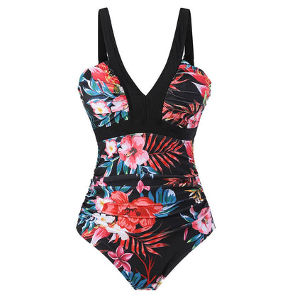 One Piece Swimsuit Women Swimwear Push Up Monokini Plunge Bathing Suit Floral Bodysuit Beach Wear Female Swimsuit