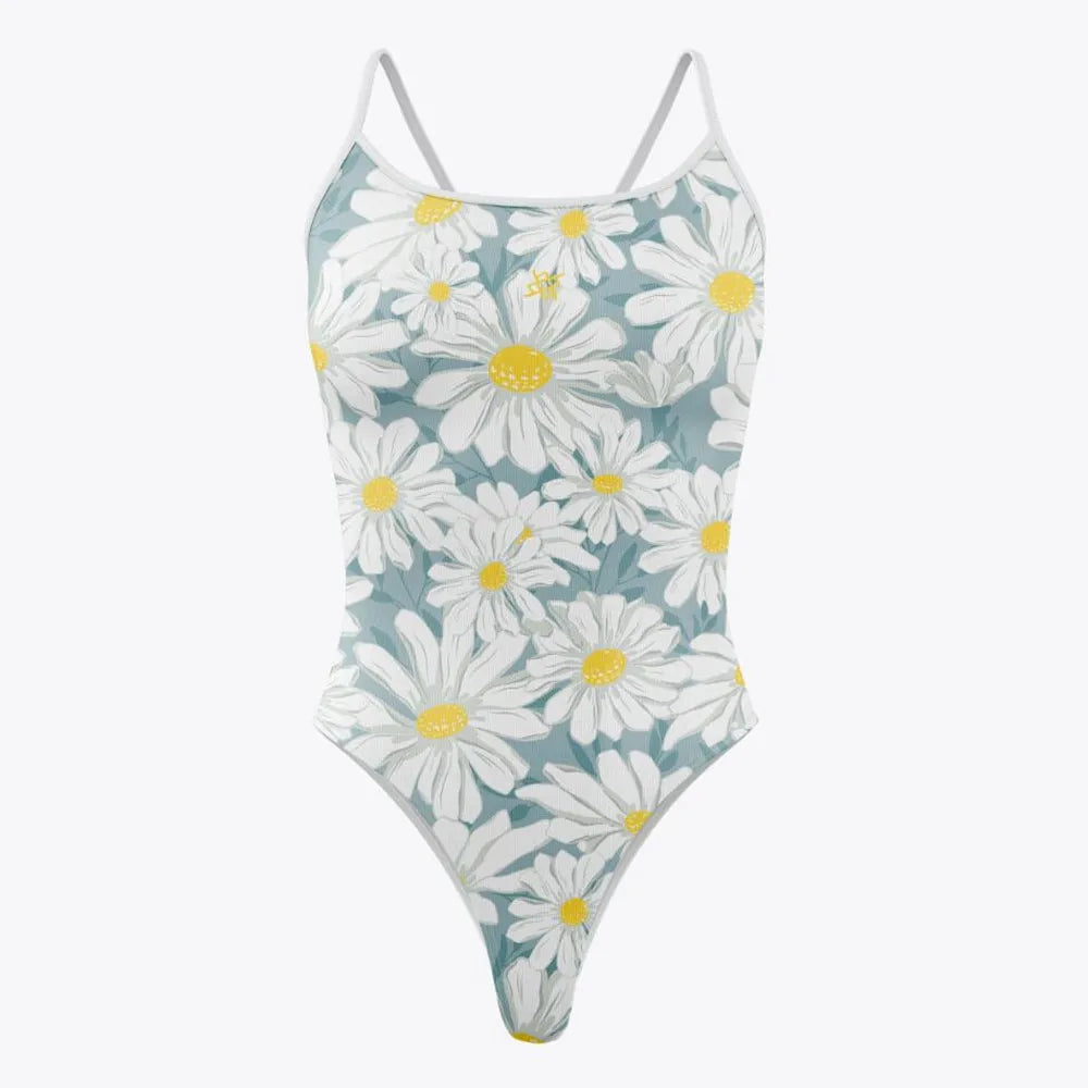 Women One-piece Swimsuit Summer Racer Back Beach Printing Bathing Suit Open Water Training Race Swimwear Quick Drying Swim Suit