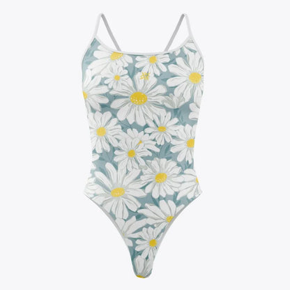Women One-piece Swimsuit Summer Racer Back Beach Printing Bathing Suit Open Water Training Race Swimwear Quick Drying Swim Suit