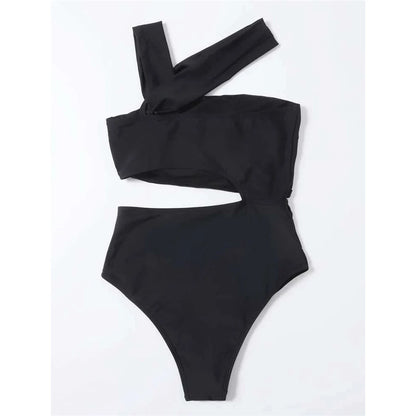 S - XL 13 Colors Asymmetric Cut Out One Piece Swimsuit Women Swimwear Female One Shoulder Padded Bather Bathing Suit Swim