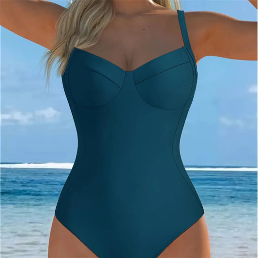 S - XL Splicing Lace Up High Cut Leg Women Swimwear One Piece Swimsuit Female Padded Monokini Bather Bathing Suit Swim