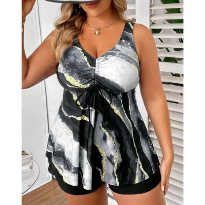 L-5XL Plus Size High Waist Bikini Women's Push Up Large Size 3XL 4XL Swimsuit Summer Tummy Control Swimwear Tankini Sets