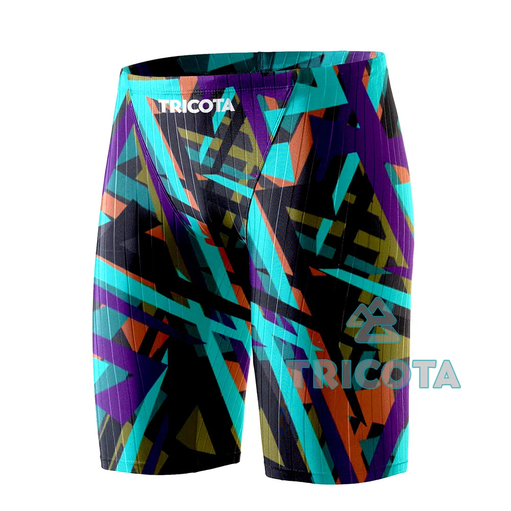 Men Jammers Swimsuit Competitive Swim Team Suit Quick Dry Swimwear Athletic Training Swimming Shorts Beach Tight Surfing Trunks