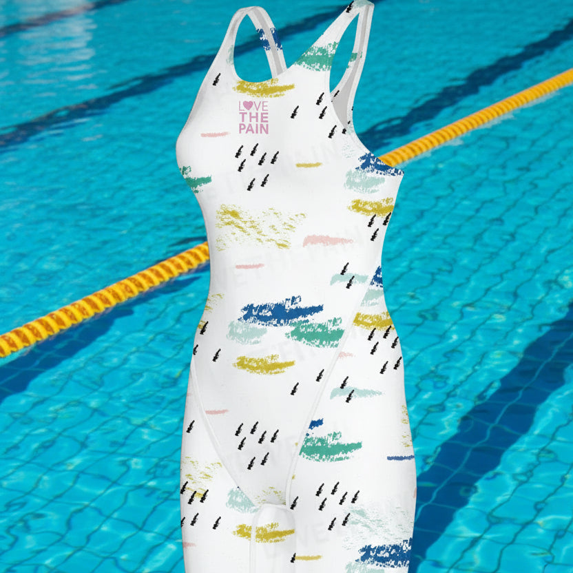 Women Open Back Kneeskin Tech Suit Swimsuit Competition Training Neck to Knee Swimsuit One-piece Jumpsuit Professional Swimsuit